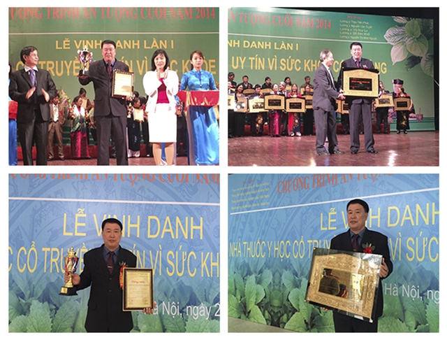 Lương y Nguyễn Công Trứ nhận bảng vàng danh dự và lương y tiêu biểu.
