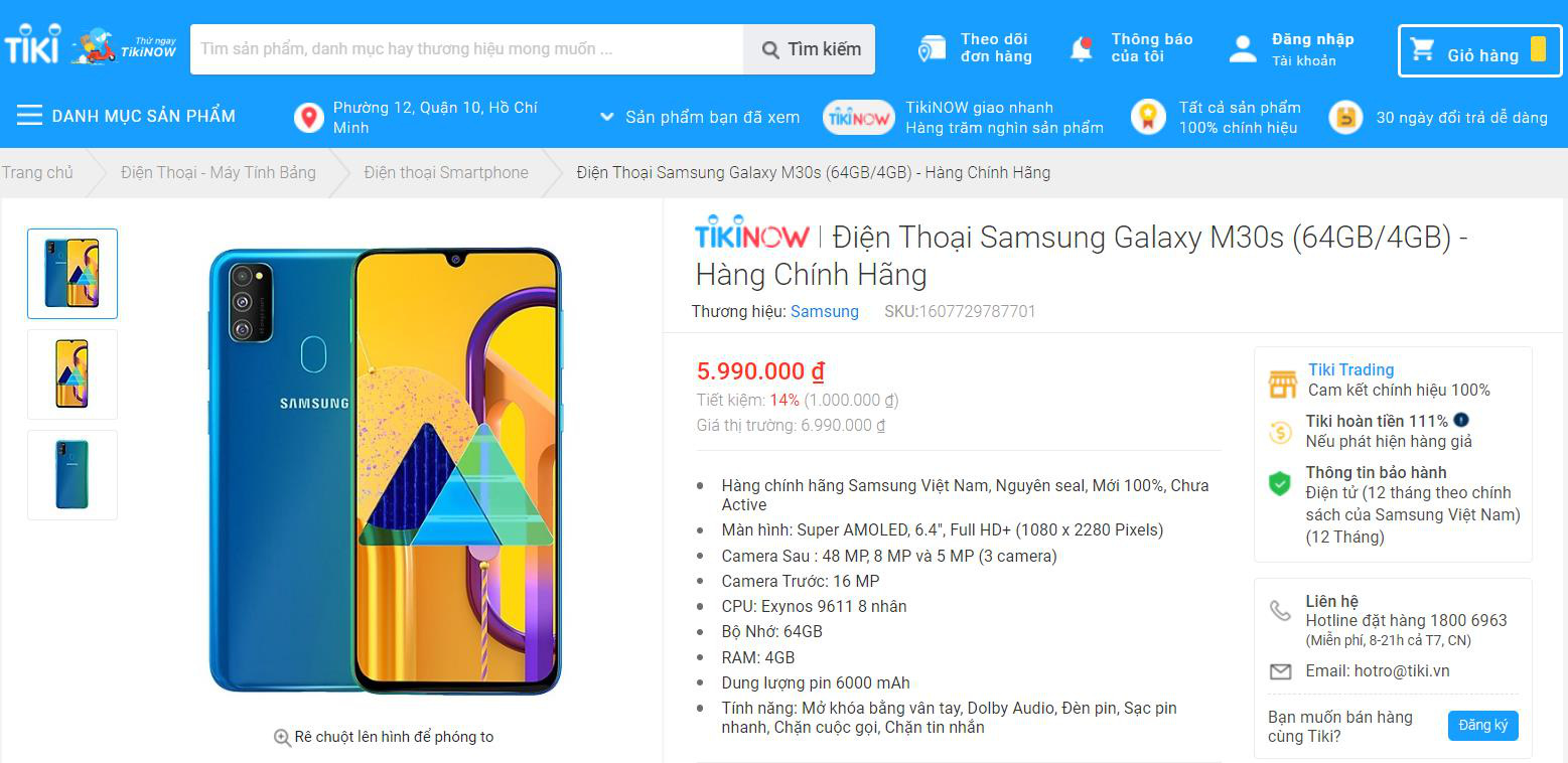 Bán sạch 3.000 máy trong 1 tiếng rưỡi, “mãnh thú pin trâu” Galaxy M30s trở lại với mức giảm mạnh 1 triệu đồng tại Tiki - Ảnh 1.