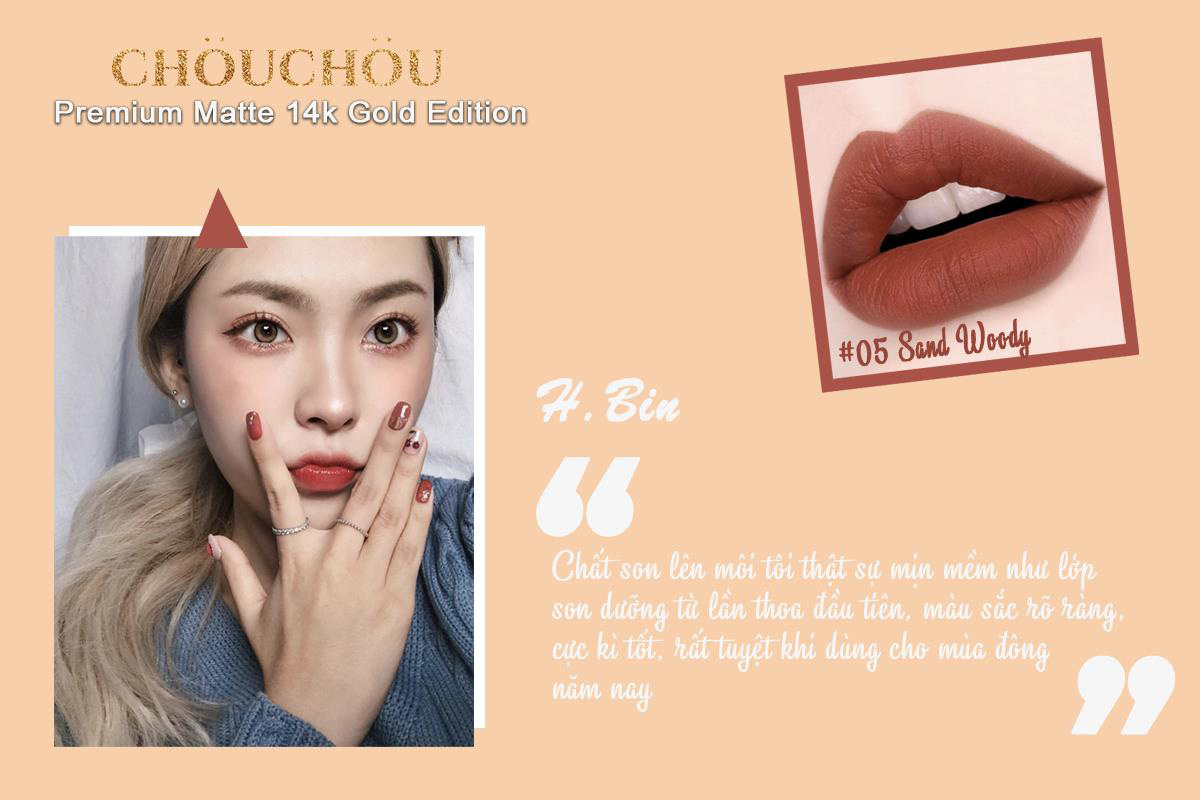 ChouChou ra mắt dòng son mạ vàng Premium Matte 14k Gold Edition chinh phục các beauty blogger khó tính - Ảnh 4. ChouChou ra mắt dòng son mạ vàng Premium Matte 14k Gold Edition chinh phục các beauty blogger khó tính - Ảnh 4.