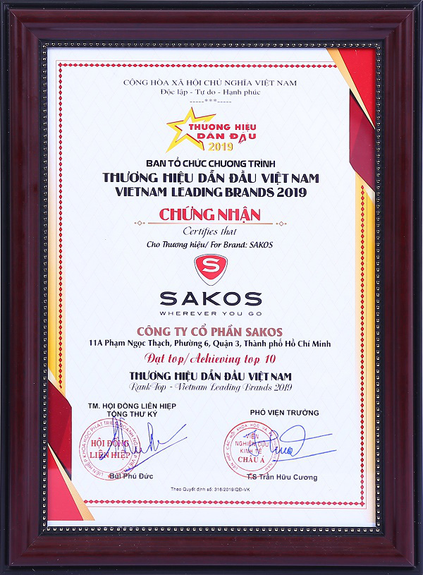 Liên hiệp Khoa học Phát triển Doanh nghiệp Việt Nam vinh danh Sakos - Top 10 Thương hiệu dẫn đầu 2019 - Ảnh 1.