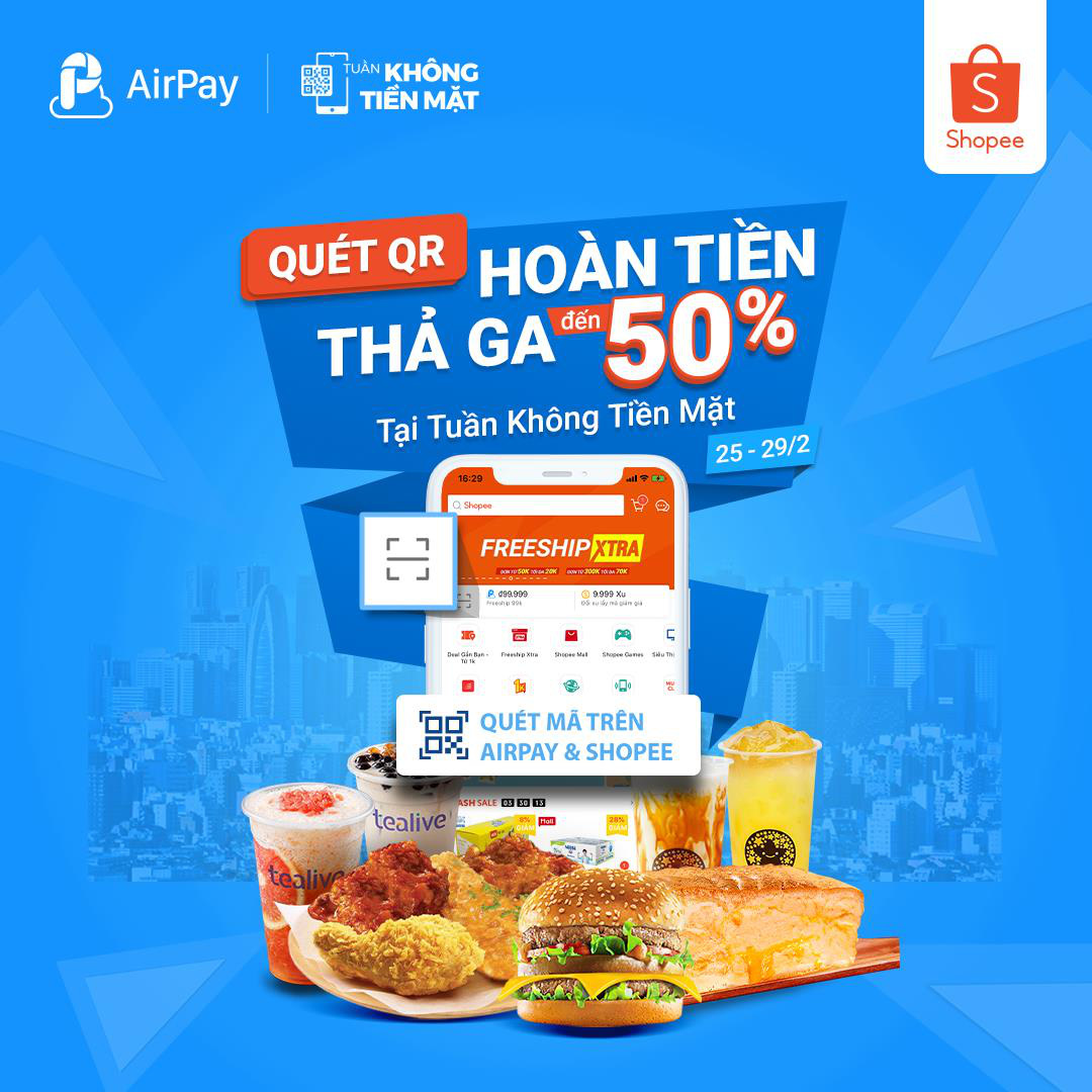 Ăn uống và nạp điện thoại thả ga, AirPay giảm giá 20% trên Shopee từ 25 - 29.02 - Ảnh 3.