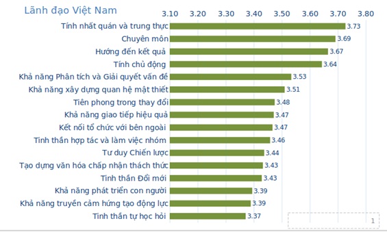 Việt Nam: Điểm số bình quân của 16 năng lực khác biệt