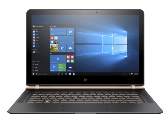 Hp Spectre 13 chạy hệ điều hành Windows 10 Home, vi xử lí Skylake cùng ổ cứng SSD.