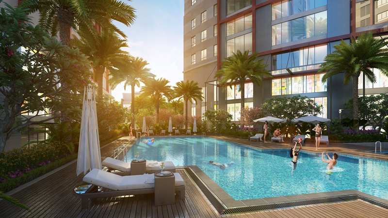 Bể bơi ngoài trời đảm bảo sự tiện nghi cho cư dân Imperial Plaza.