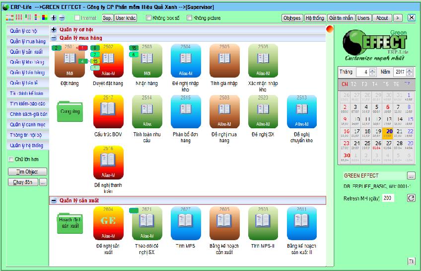 Một giao diện người dùng phần mềm ERP-Life.
