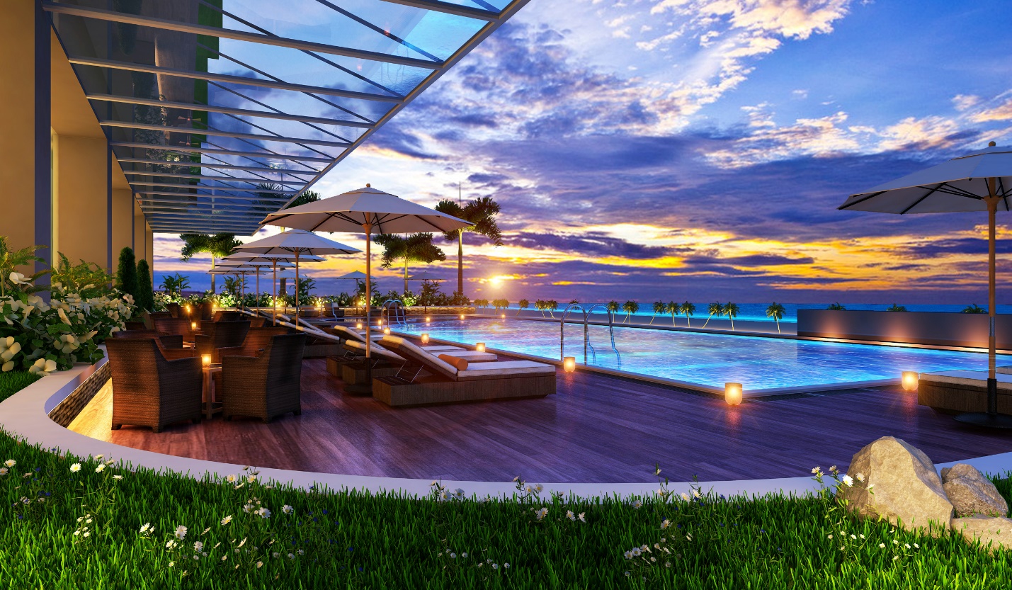 Dự án cao 28 tầng với 394 căn hộ - khách sạn có diện tích từ 49 – 114m2 và gần 50 dịch vụ-tiện ích cao cấp phục vụ du khách.