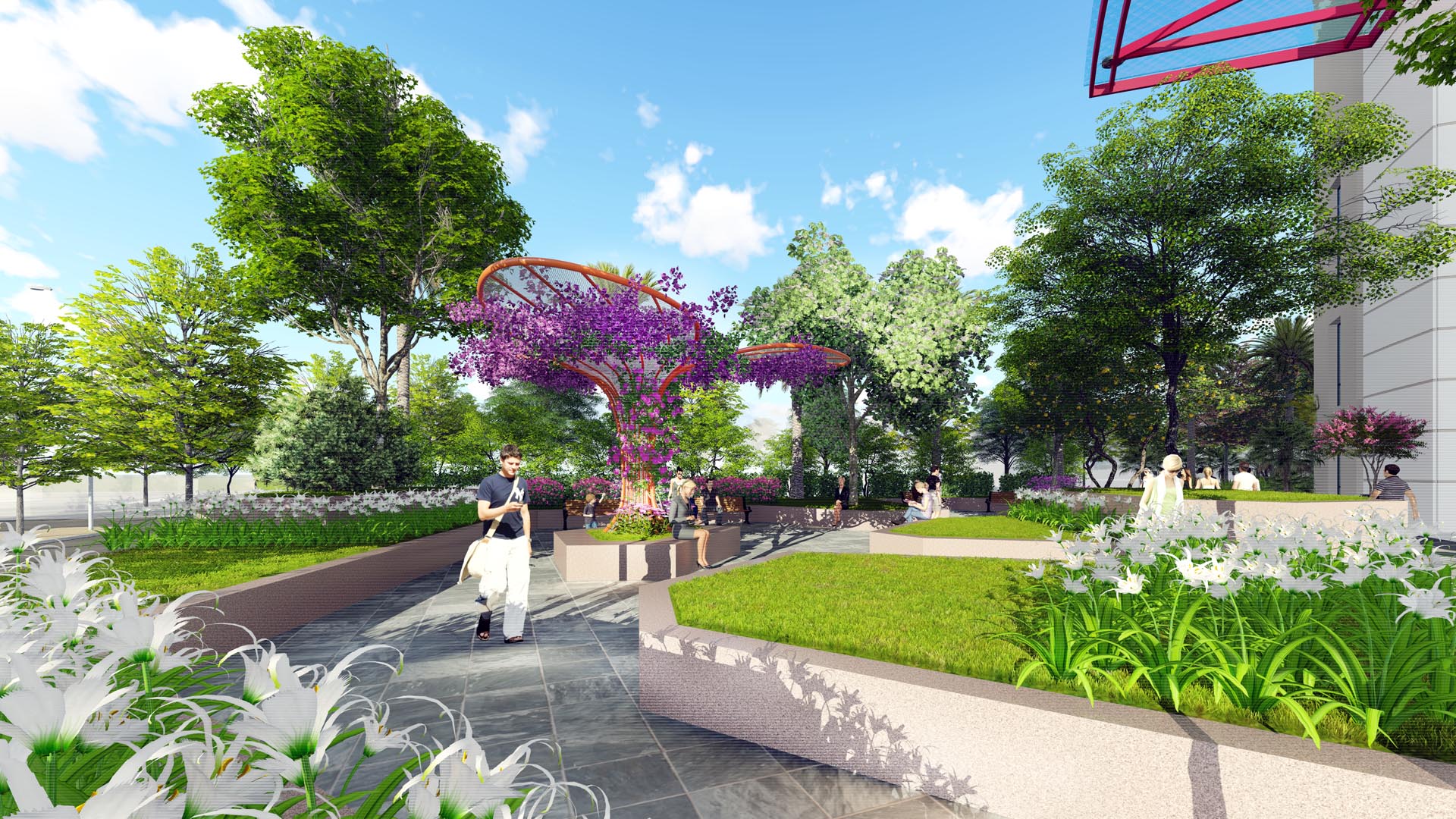 Phối cảnh góc sân vườn dự án 360 Giải Phóng.