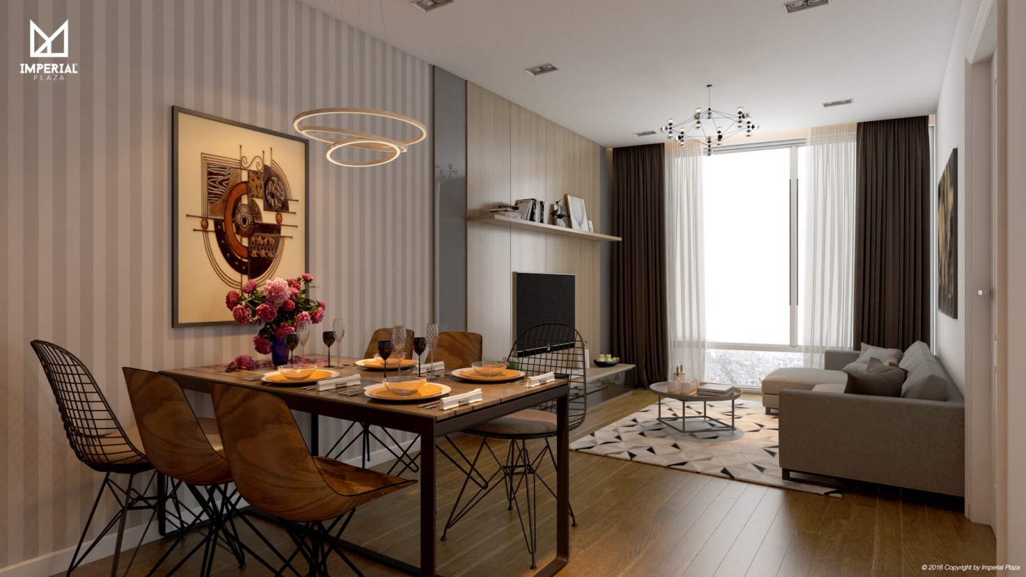 Phối cảnh phòng khách thoáng đãng tại Imperial Plaza.