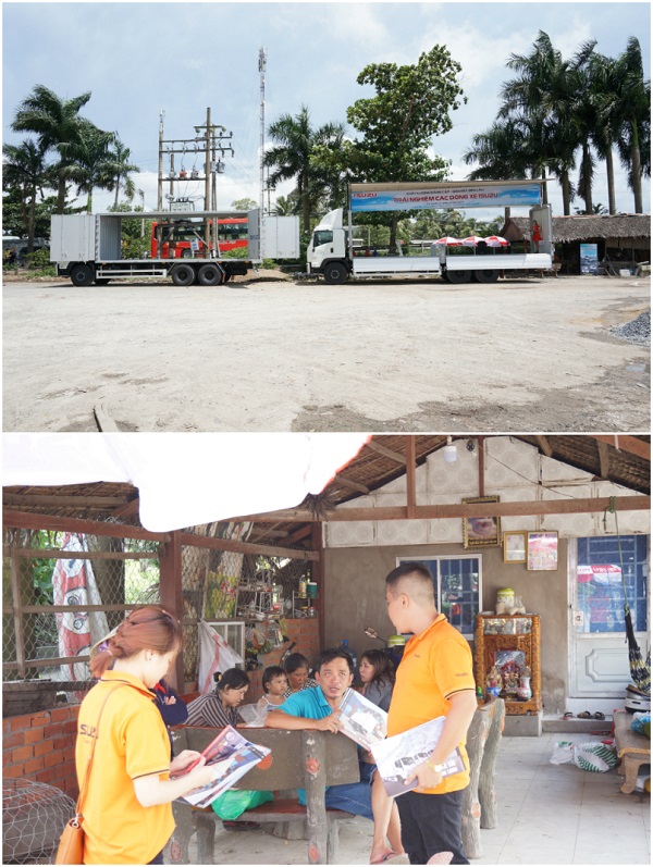 Khách hàng tại Chợ Gạo tỉnh Tiền Giang được dịp “mục sở thị” các dòng xe Isuzu cao cấp.