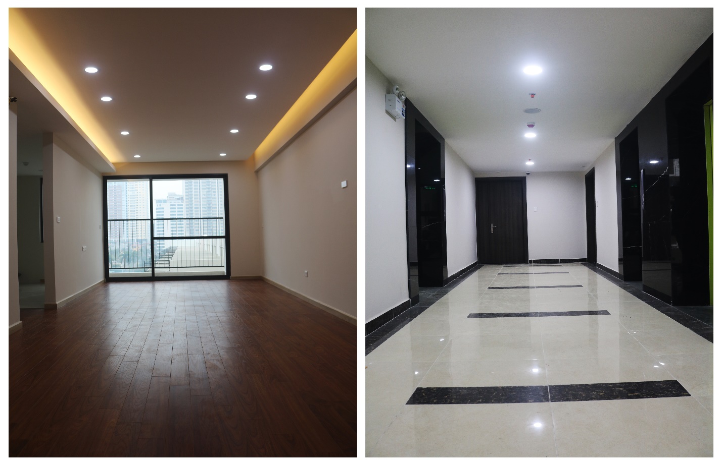 Bên trong căn hộ đã hoàn thiện và hành lang tại các tầng đã được vệ sinh sạch sẽ.
