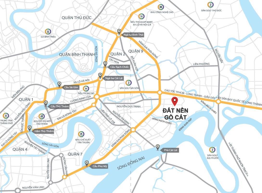 Vị trí vàng của dự án đất nền Khu dân cư Gò Cát.