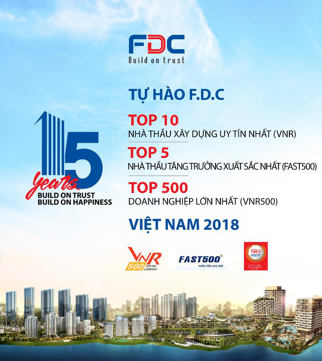 F.D.C tự hào nằm trong top 10 nhà thầu xây dựng uy tín năm 2018 – Bảng xếp hạng VNR - Ảnh 1.