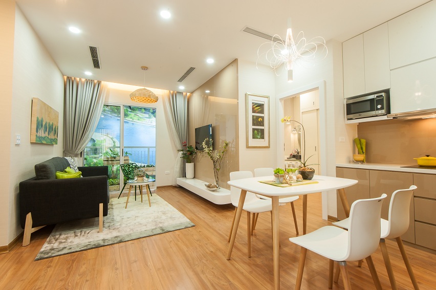 Căn hộ cao cấp Anland khi bàn giao được lắp sẵn tủ bếp hiện đại, cư dân chỉ cần dọn về ở mà không cần mất thêm chi phí để sắm sửa.