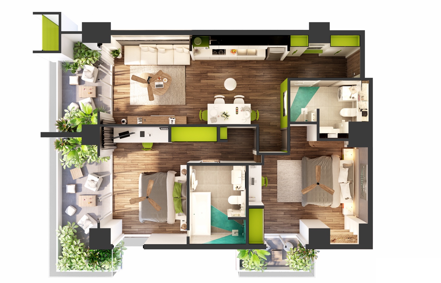 Ariyana cao 28 tầng với 394 căn hộ - khách sạn có diện tích từ 49 – 114m2, bố cục hợp lý, được trang bị 100% nội thất cao cấp.