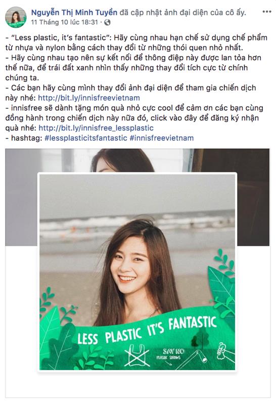 Facebook tràn ngập sắc xanh với thông điệp “Less Plastic It’s Fantastic” - vì môi trường đầy ý nghĩa của sao Việt