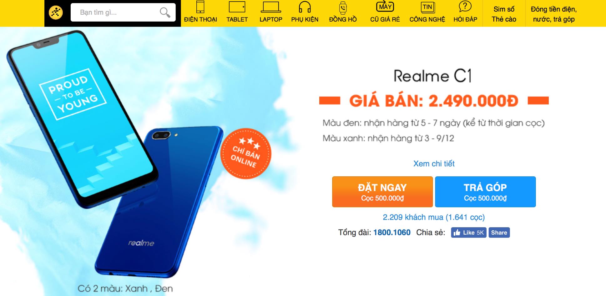 Realme C1 phiên bản màu xanh chính thức được bán ra từ ngày 26/11 trên kênh online của TGDĐ và FPT Shop - Ảnh 4. Realme C1 phiên bản màu xanh chính thức được bán ra từ ngày 26/11 trên kênh online của TGDĐ và FPT Shop - Ảnh 4.