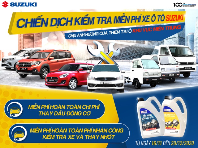 Đồng hành cùng miền Trung, Suzuki kiểm tra xe và thay dầu động cơ miễn phí - Ảnh 1.