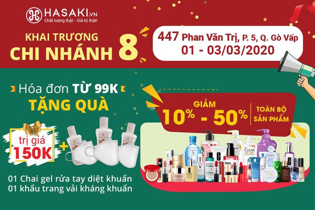 “Khai trương mùa dịch: Hasaki tặng 3000 khẩu trang kháng khuẩn và gel rửa tay diệt khuẩn “chung tay” phòng chống Corona - Ảnh 1.