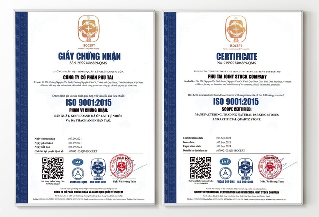 Công ty cổ phần Phú Tài đạt chứng nhận ISO 9001:2015 và Hợp quy Qcvn 16:2019/BXD - Ảnh 1.