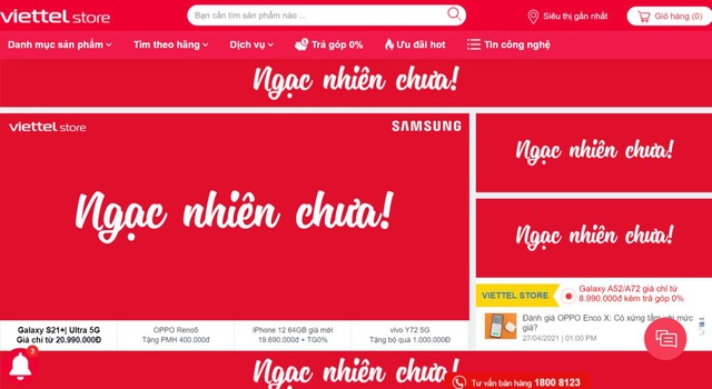 Website chính thức thay đổi đồng loạt banner “lạ”, Viettel Store nói gì? - Ảnh 1.