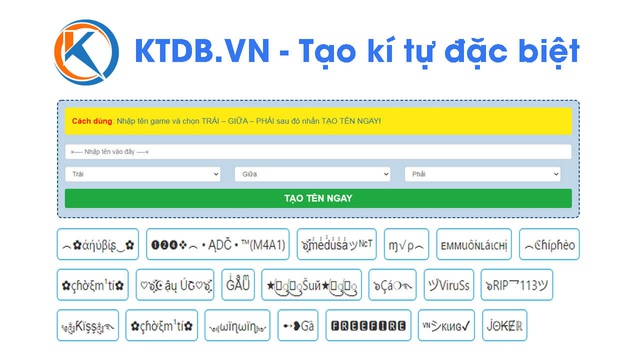 Cách tạo kí tự đặc biệt đặt tên game tại KTDB.VN - Ảnh 1.