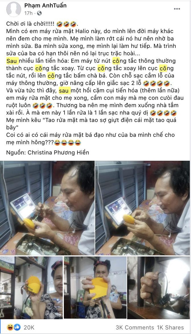Hot “rần rần” hình ảnh sửa máy rửa mặt cho vợ con của ông bố, cư dân mạng còn choáng hơn với pha bẻ lái của nhãn hàng - Ảnh 1.