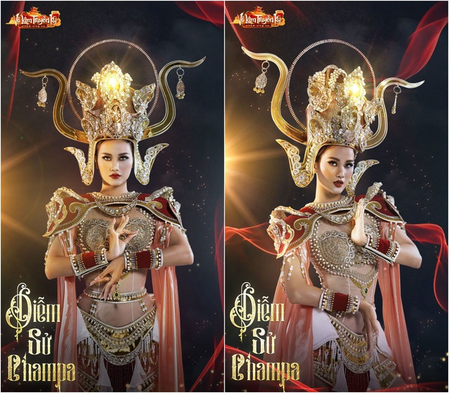 Người mẫu Hương Ly và Quỳnh Anh hóa nữ thần Chăm Pa kiêu sa trong bộ sưu tập mới - Ảnh 3.