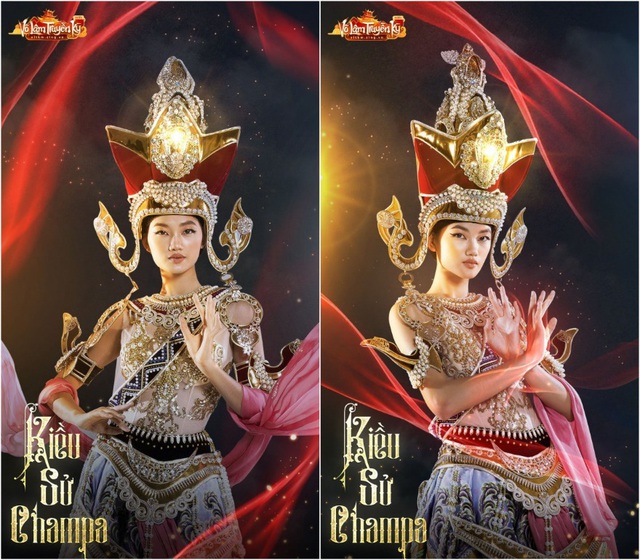 Người mẫu Hương Ly và Quỳnh Anh hóa nữ thần Chăm Pa kiêu sa trong bộ sưu tập mới - Ảnh 5.