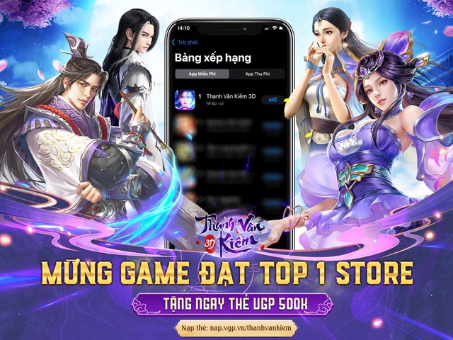 Vừa ra mắt 1 tiếng, Thanh Vân Kiếm 3D với lượt tải tăng “chóng mặt” đã leo lên Top 1 BXH App Game Việt Nam - Ảnh 1.