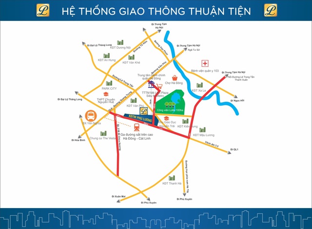 Dự án Phú lương sở hữu giao thông hoàn chỉnh với ba trục đường 30m