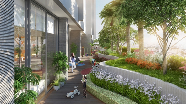Dành nhiều không gian cho cây xanh và hệ thống tiện ích, dịch vụ hiện đại dành riêng cho cư dân, The Golden Palm hứa hẹn mang đến cho khách hàng những căn hộ cao cấp với không gian sống trong lành, dịch vụ hoàn hảo.