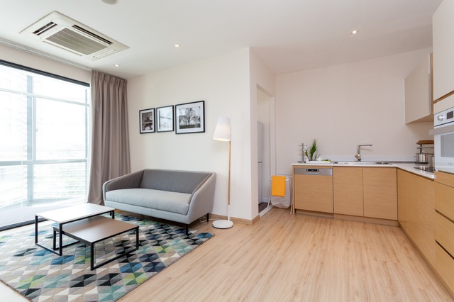 Tầng 3 của trung tâm là một không gian sống hoàn hảo với hệ thống căn hộ mẫu hoàn thiện nội thất.