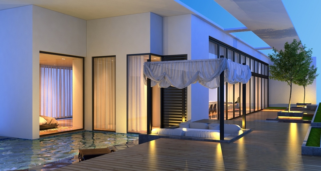 Sky Villa Dolphin Plaza còn sở hữu một sân vườn ngoài trời rộng lớn với bể bơi, khu BBQ, Cigar… Biệt thự “bầu trời” này được xem là một trong những nơi xa hoa để sống ở Hà Nội.