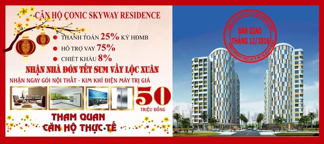 Chương trình ưu đãi mua căn hộ Conic Skyway nhận ngay gói nội thất trị giá 50 triệu đồng.