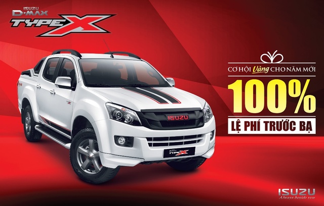 Bán tải Isuzu D-MAX đang được khuyến mãi đến 100% lệ phí trước bạ khi mua trong tháng 12.