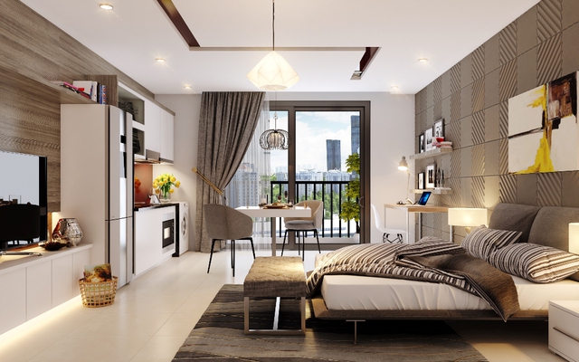 Các căn hộ SOHO ở D’.Capitale có diện tích đa dạng từ 37,54 – 60,74m2 với 3 loại căn hộ 1S, 1,5S và 2S.