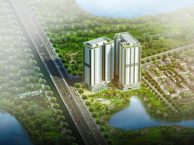 4 mặt view hồ tạo nên không gian sống trong lành thoáng đãng tại Hateco Hoàng Mai.