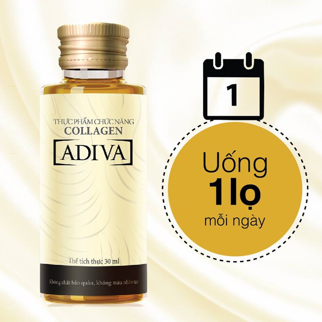 Chỉ cần dùng 1 lọ Collagen ADIVA mỗi ngày là đủ lượng collagen cần thiết để đẩy lùi khô sạm, ngăn ngừa nếp nhăn.