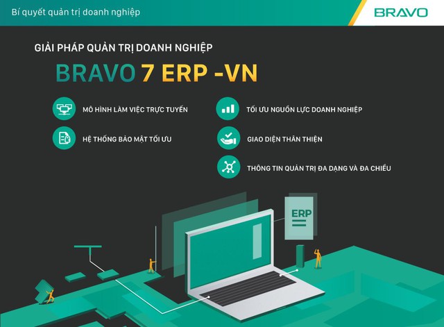 Giải pháp quản trị doanh nghiệp BRAVO 7 ERP-VN cung cấp nhiều tính năng, bài toán để có thể triển khai cho tât cả các bộ phận trong nghiệp và kết nối với nhau thành một hệ thống.