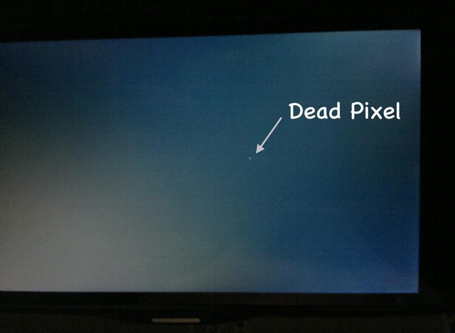 Một ví dụ về lỗi Dead Pixel của màn hình LCD, điểm trắng trên màn hình hiển thị chính là một điểm chết.