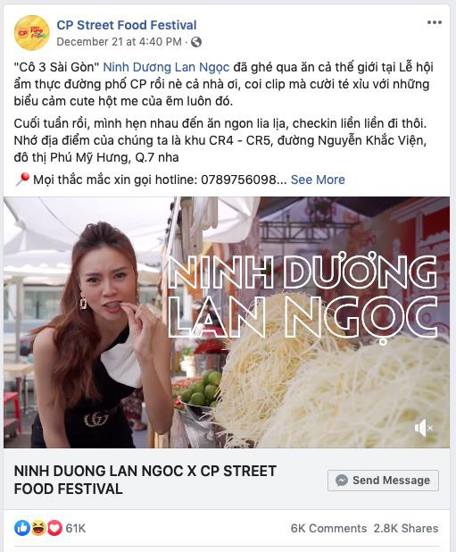Clip Ninh Dương Lan Ngọc &ldquo;lầy lội&rdquo; kh&aacute;m ph&aacute; lễ hội ẩm thực bất ngờ thu h&uacute;t hơn 3 triệu lượt xem - Ảnh 2.