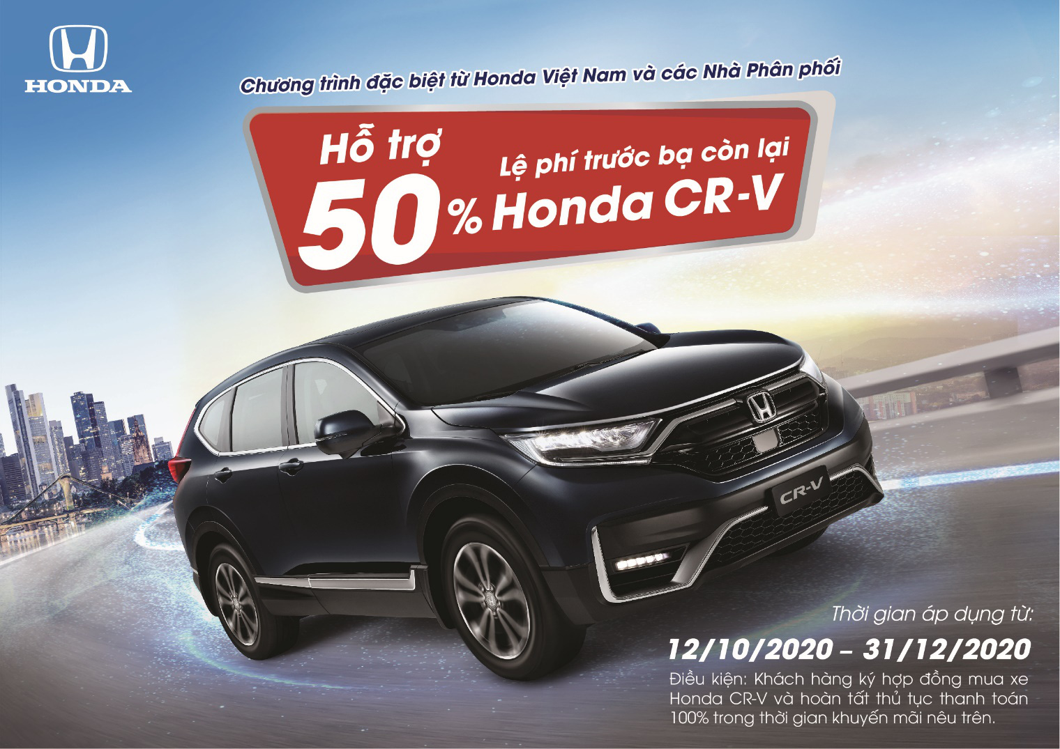 Honda CR-V được hỗ trợ 50% lệ phí trước bạ còn lại - Ảnh 1.