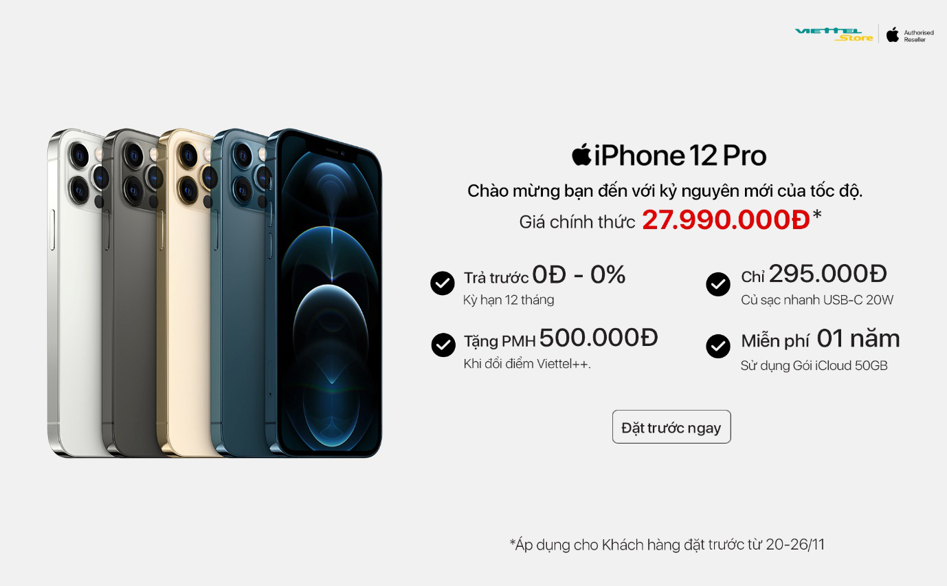 Đặt cọc iPhone 12 Series: Viettel Store ch&iacute;nh thức ưu đ&atilde;i độc quyền 50GB iCloud miễn ph&iacute; 1 năm - Ảnh 1.