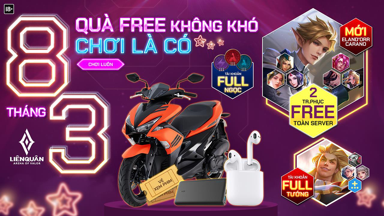 Liên Quân Mobile trở lại trong tuần sự kiện mừng 8/3 mang tên - Quà Free không khó chơi là có - Ảnh 1.