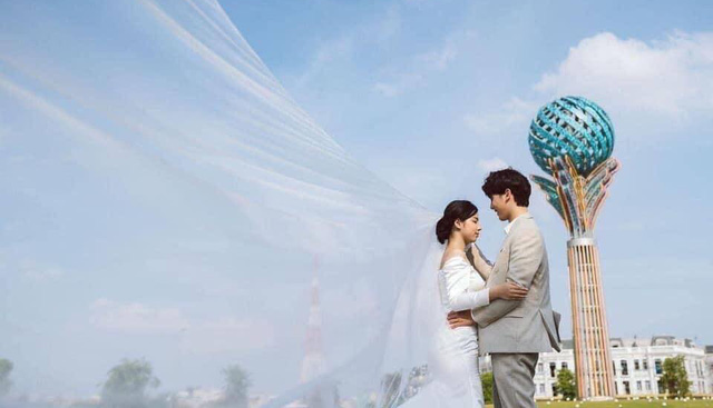 Ngất ngây bộ ảnh cưới đẹp như mơ tại vườn Nhật Bản Vinhomes Smart City - Ảnh 11.