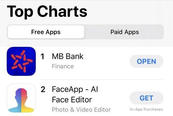 Xuất hiện ứng dụng ngân hàng Việt Nam leo lên vị trí Top 1 trên App Store - Ảnh 1.