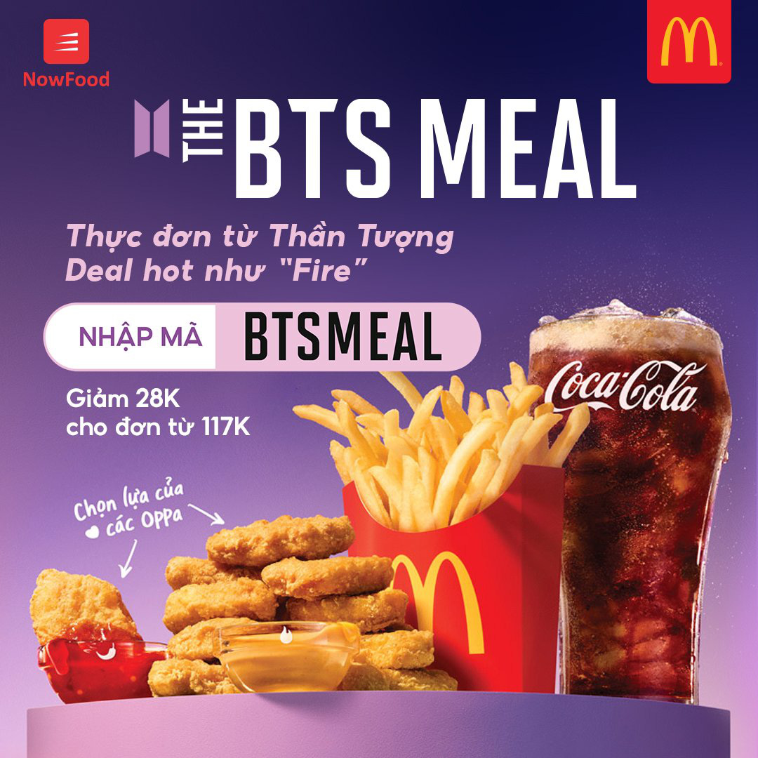 Cơn bão deal xịn “BTS Meal - Thực đơn từ thần tượng” trên NowFood - Ảnh 1. Cơn bão deal xịn “BTS Meal - Thực đơn từ thần tượng” trên NowFood - Ảnh 1.