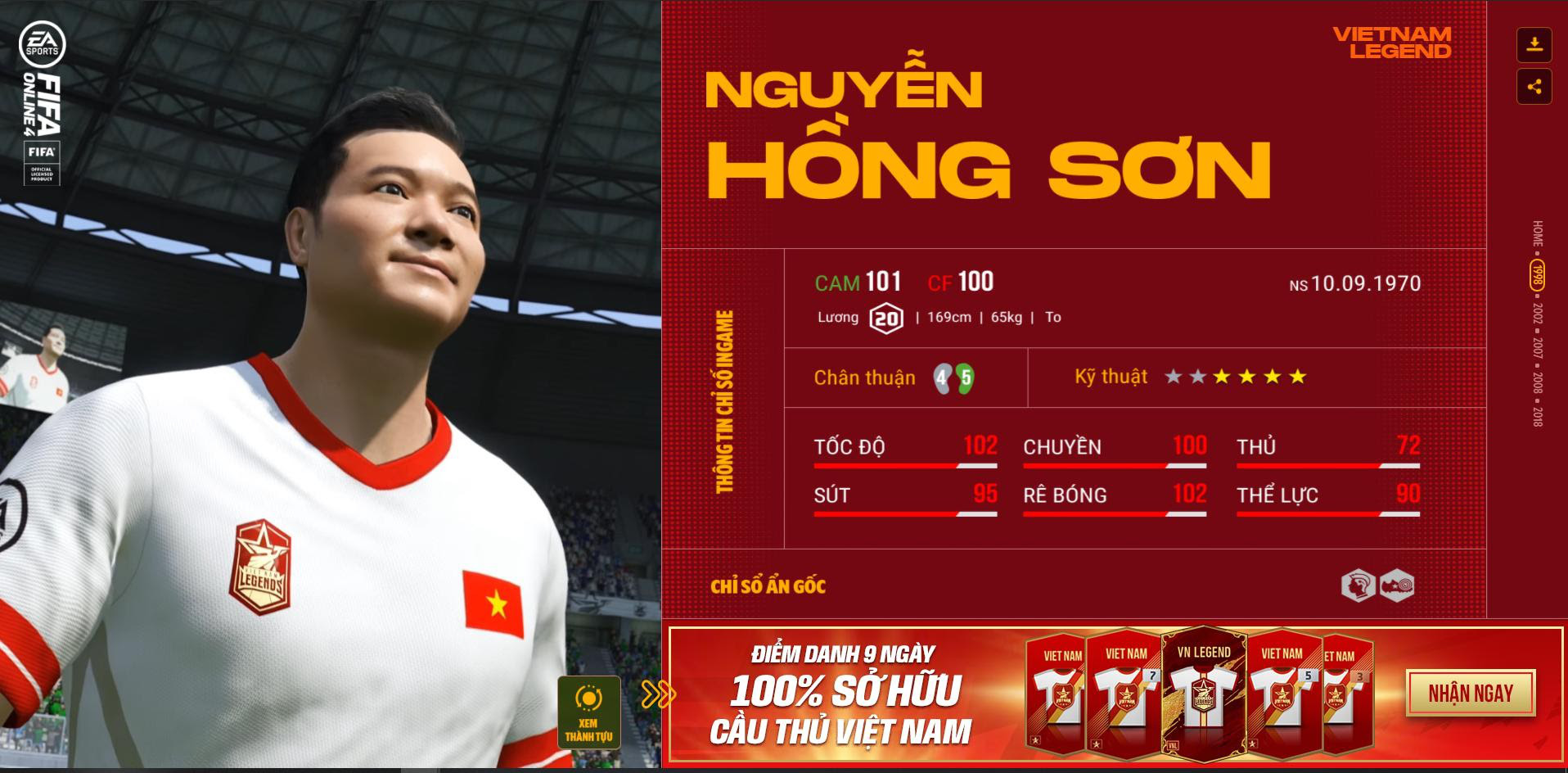 Nguyễn Hồng Sơn - huyền thoại được yêu mến bậc nhất bóng đá Việt Nam được tái hiện trong FIFA Online 4 như thế nào? - Ảnh 3.