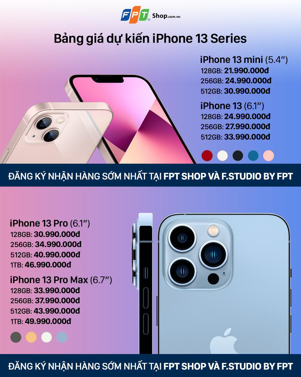 iPhone 13 Series có giá dự kiến từ 21,99 triệu đồng tại FPT Shop - Ảnh 1. iPhone 13 Series có giá dự kiến từ 21,99 triệu đồng tại FPT Shop - Ảnh 1.