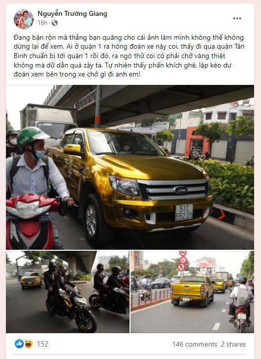 Cư dân mạng rần rần với biệt đội xe chở “gold” trên đường phố Sài Gòn - Ảnh 1.
